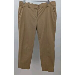 J Crew Womens Cafe Capri Khaki Stretch Cotton Pants Sz 6 Cropped Office Preppy
